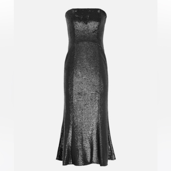 Reiss black sequin strapless Ricami midi dress - size 6 (Medium) NWOT - Picture 5 of 5